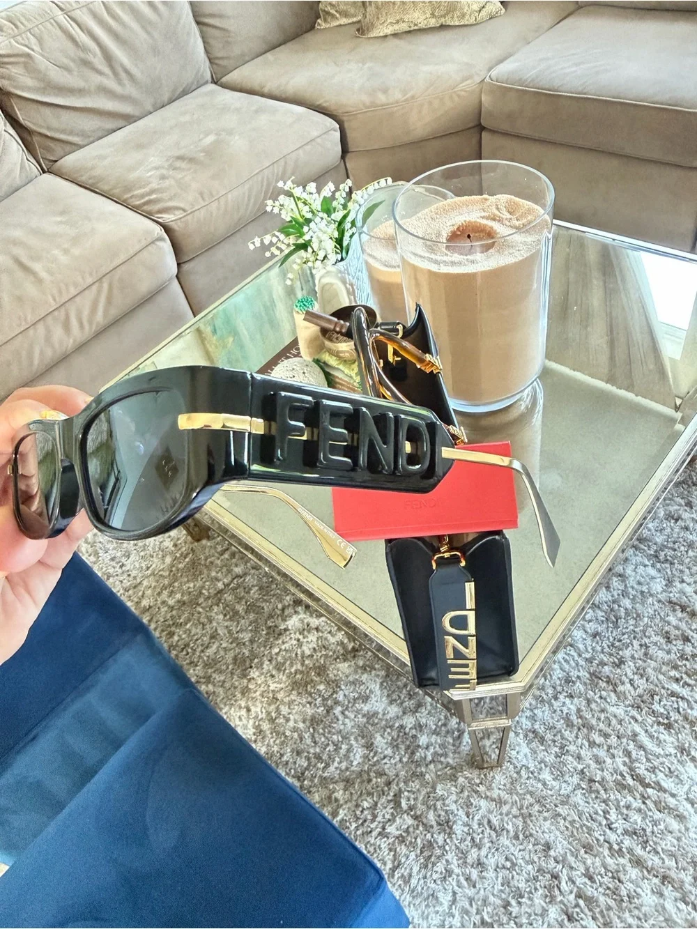 Fendi Black and Gold Logo Shield Sunglasses